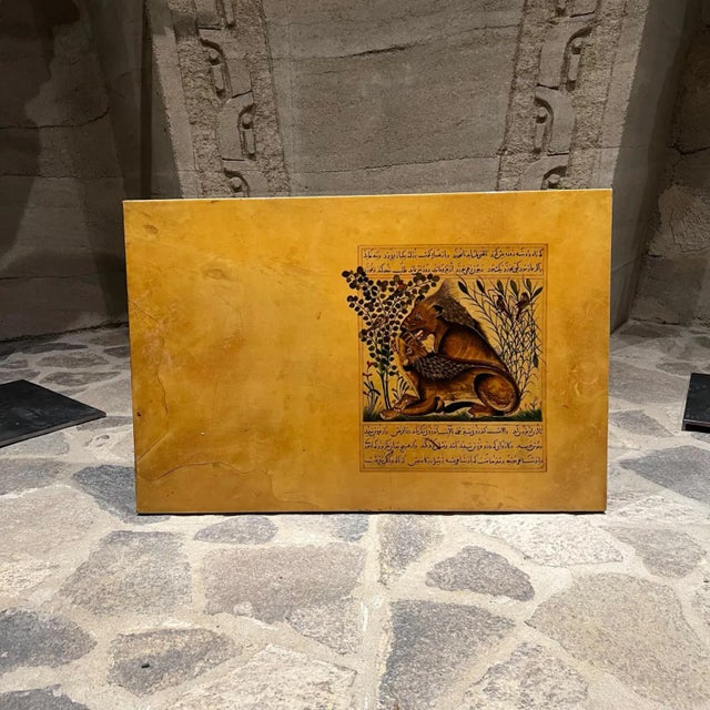 Coffee 1970s María Teresa Méndez Lion and Lioness Persian Art Coffee Table Mexico City For Sale - Image 8 of 13