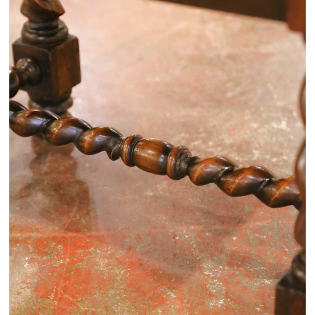 19th Century English Leather Suitcase on Walnut Stand Side Table For Sale - Image 10 of 13