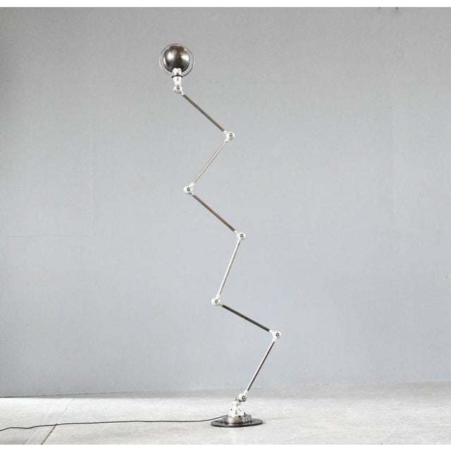Large 6 arm floor standing jielde lamp circa 1950s brushed steel arms - on/off switch on the shade - takes e27 fitting...