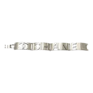 Chanel Silver CC Letter Cuff Link Bracelet
