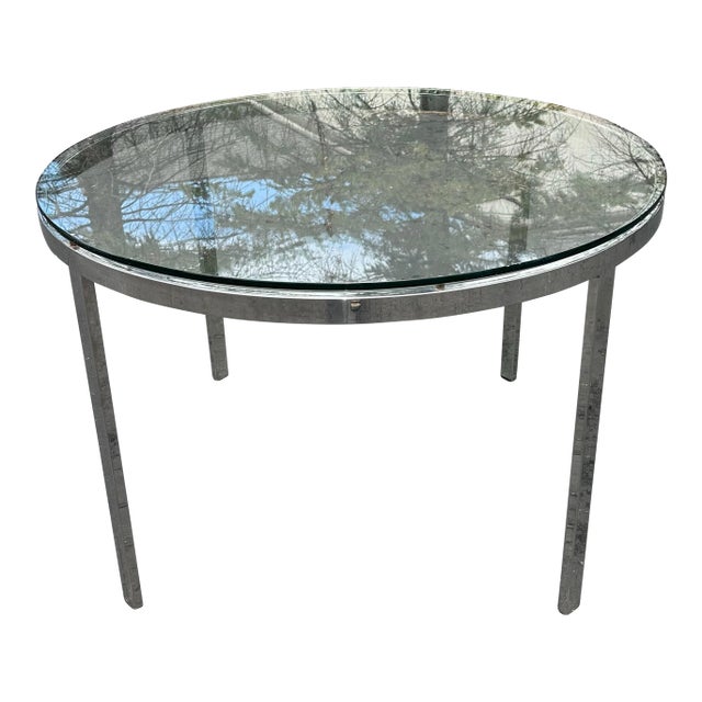 1970’s Chrome Glass Top Dining Table For Sale