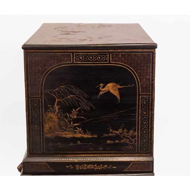 1920s Black and Gilt Japanned Chinoiserie Chest, 1920s For Sale - Image 5 of 18