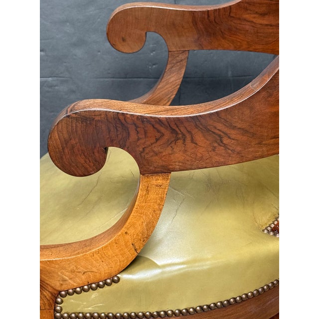 Louis Philippe Desk Armchair or Fauteuil De Bureau of Leather and Turned Walnut For Sale - Image 14 of 15