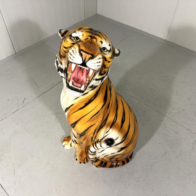 Mid-Century Modern Large Ceramic Tiger, Italy, 1970s For Sale - Image 3 of 18