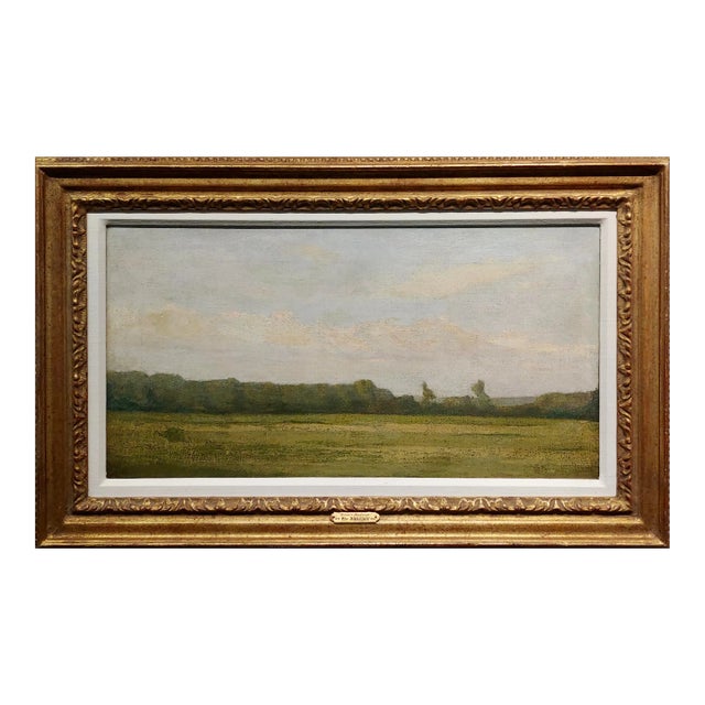 William Sartain -Farm Landscape -19th Century American Tonalist Oil Painting For Sale
