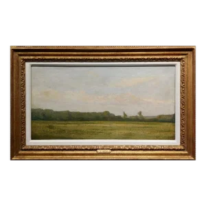 William Sartain -Farm Landscape -19th Century American Tonalist Oil Painting
