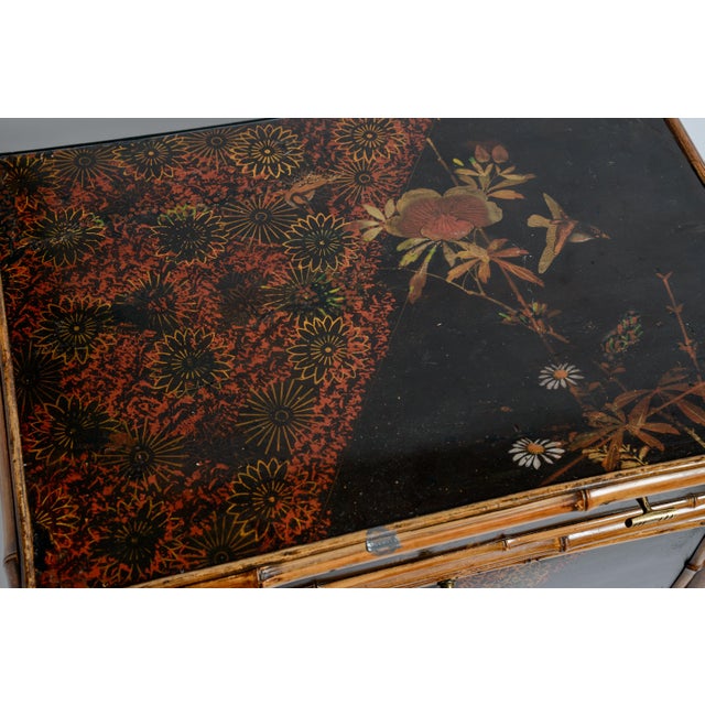 Antique French Napoleon III Chinoiserie Lacquered Bamboo Work Table For Sale - Image 17 of 17