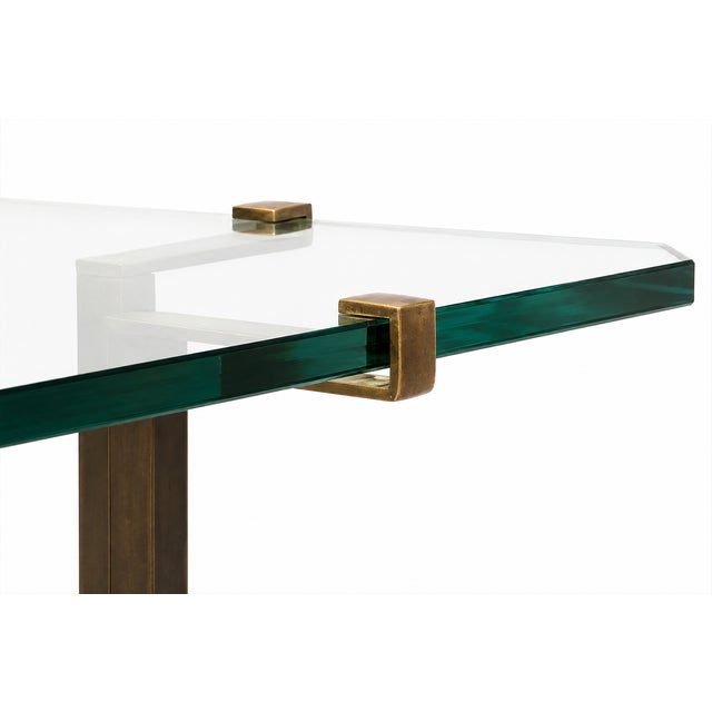 Modern Vintage Side Table in Glass and Bronze by Peter Ghyczy, 1970s For Sale - Image 3 of 5