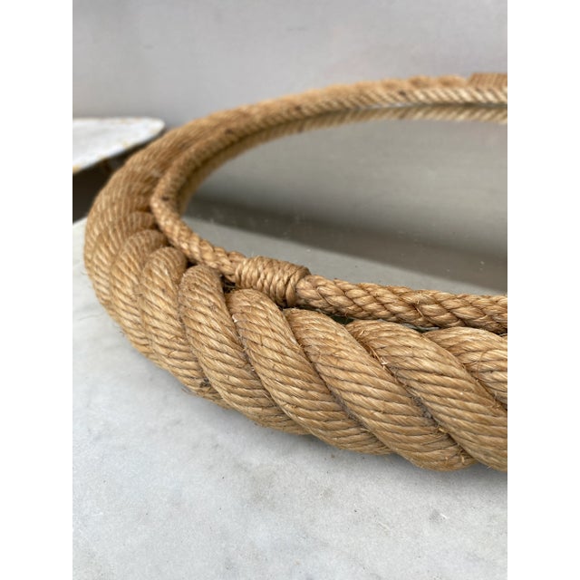 1960s Midcentury Round Rope Mirror Adrien Audoux and Frida Minet For Sale - Image 5 of 7