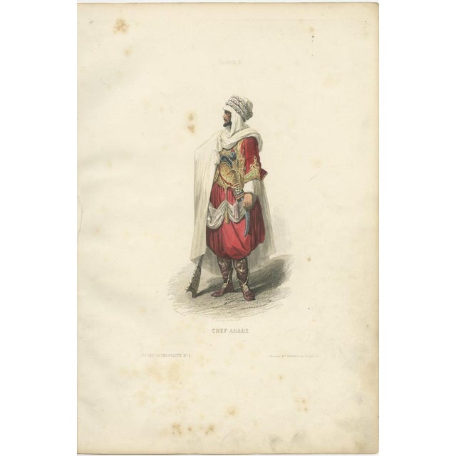 Arab Chief Costume Print Algeria 1853 by Compte-Calix – Hand-Colored Lithograph This fine antique print depicts a...