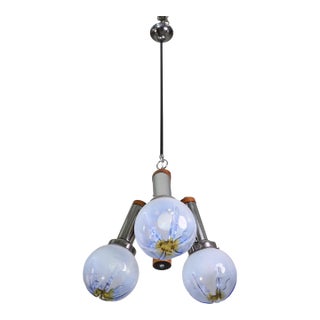 1970s Italian Midcentury 3 Light Turquoise Blu Murano Glass Chandelier by Mazzega For Sale