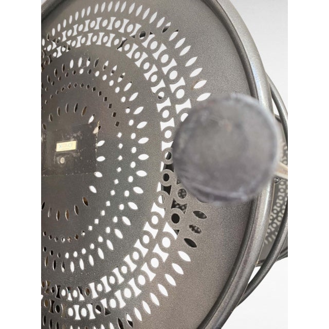 Gray Vintage French Modernist Fermob "Guinguette" Perforated Steel Two-Tier Table For Sale - Image 8 of 9