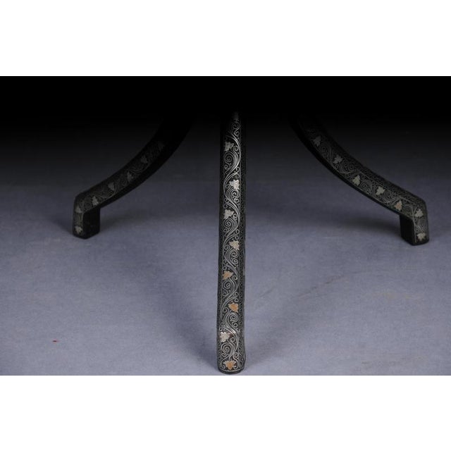 Antique Side Table with Brass Inlays, 1880s For Sale - Image 4 of 18