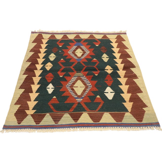 Tribal Vintage Persian Shiraz Kilim Rug - 03'02 X 03'08 For Sale - Image 3 of 9