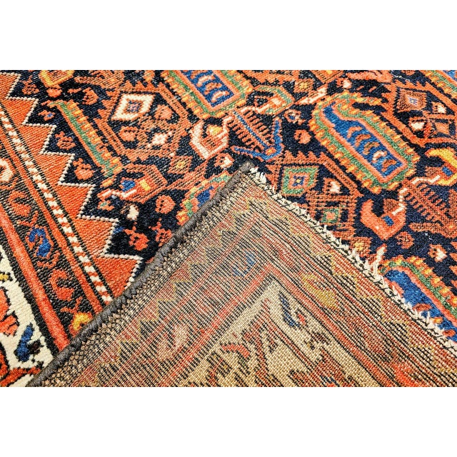 Vintage Persian Malayer Rug, Hand-Knotted Wool, Paisley Pattern, 5x6, Navy & Ivory For Sale - Image 18 of 18