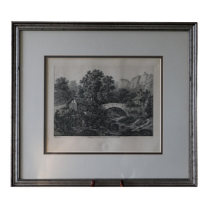 Late 20th Century Eugène Bléry “Bridge at Fourvoirie” Louvre Chalcographie Etching—Framed