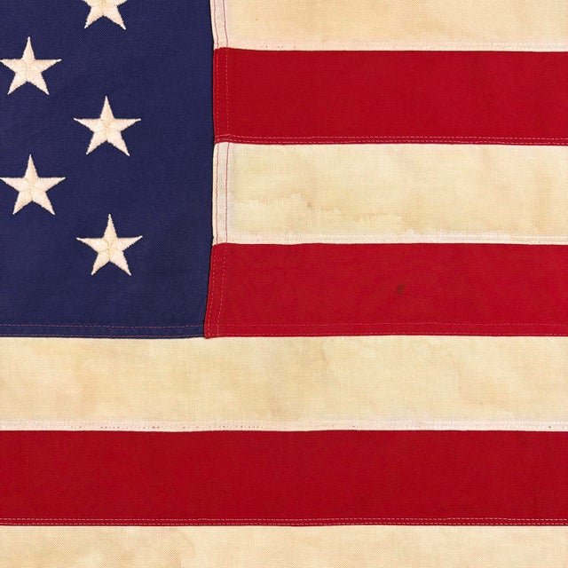 Late 20th Century Vintage Cotton American Flag With Embroidered Stars For Sale - Image 5 of 5