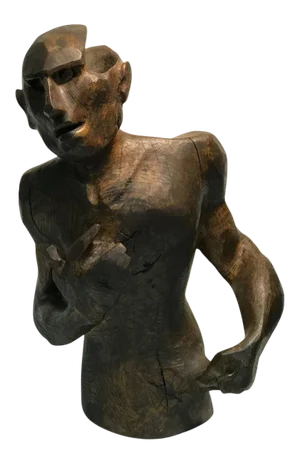 1980s Sycamore Wood Sculpture of a Man's Figure