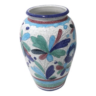 Majolica Painted Artisan Italian Terra Cotta Urn For Sale