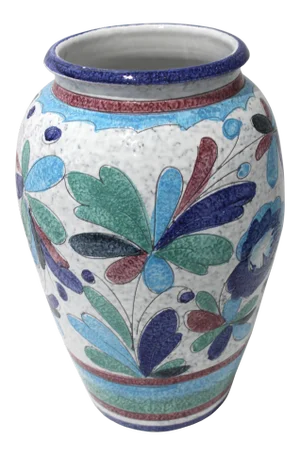 Majolica Painted Artisan Italian Terra Cotta Urn