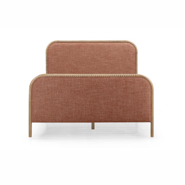 Wood Hatia Sienna Red Basketweave Queen Panel Bed For Sale - Image 7 of 11