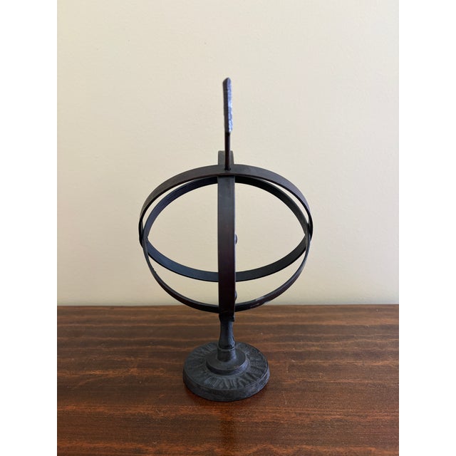Black Late 20th Century Black Iron Armillary Globe Sculpture – Traditional Landscape & Garden Decor For Sale - Image 8 of 10