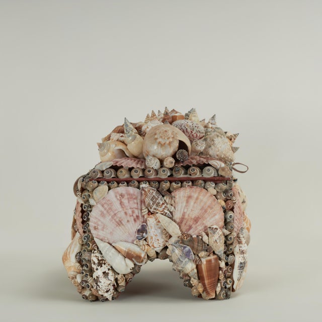 Mid-Century Modern Vintage Seashell Encrusted Box Inbox For Sale - Image 3 of 12