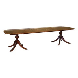 74"-134" Duncan Phyfe Scallop Corner Double Pedestal Mahogany Dining Table For Sale