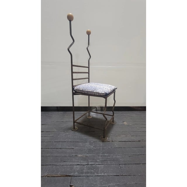 Unique handcrafted Artisans studio side chair in rebar. Excellent vintage condition, the artist on this piece is unknown...