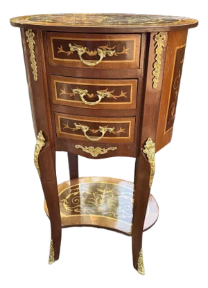 1960 French Louis XVI Mahogany Bronze Commode - 1 Pc