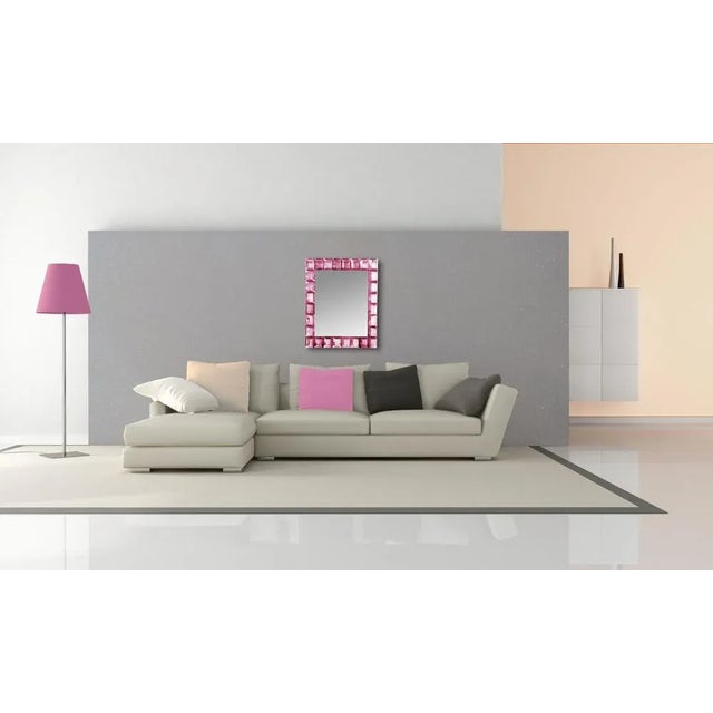 "Ruby" Murano glass mirrors in Contemporary Style from the "Precious Stones" series. The frame is made up of 28 pieces of...