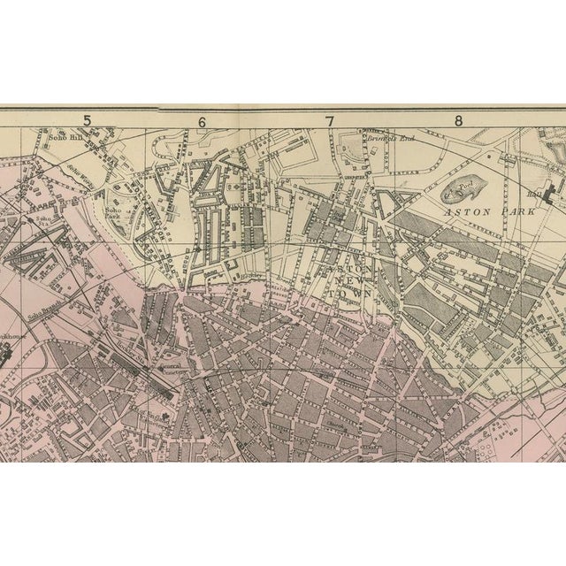 Victorian Birmingham City Plan Map by Edward Weller, 1885 For Sale - Image 9 of 11