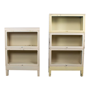 Early to Mid-20th Century Industrial Rustic Pair Modular Stacking Barrister Bookcase by Globe-Wernicke