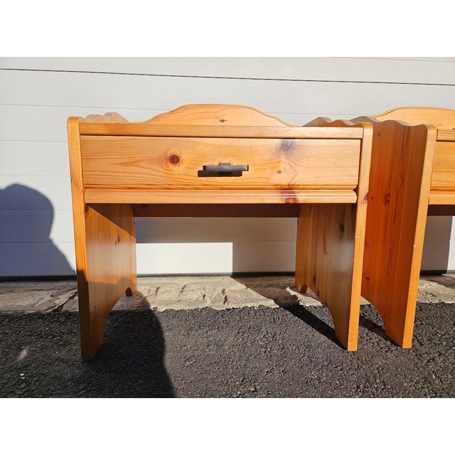 Wood Mid 20th Century Pair of Swedish Pine Nightstands For Sale - Image 7 of 13