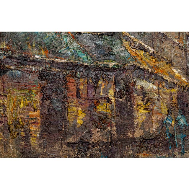 Mid 20th Century Signed European Street Scene Original Oil Painting in Ornate Gilt Frame For Sale - Image 5 of 13