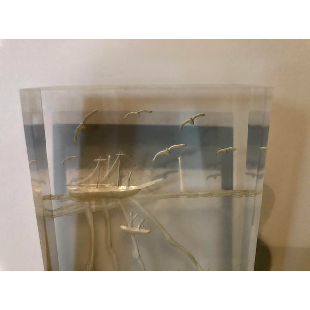 Mid-Century Modern Vintage M Cox Carved Lucite Paperweight For Sale - Image 3 of 10