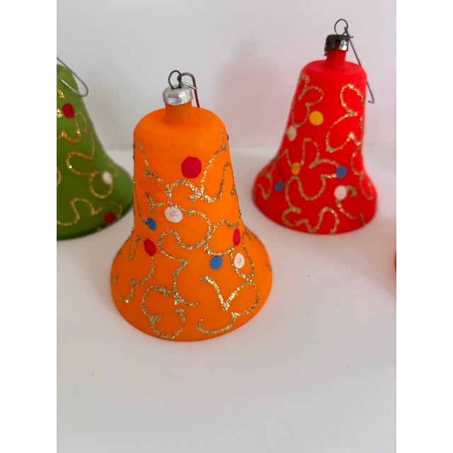 1960s Rare 1960s Kurt Adler Italian Hand-Decorated Bell Ornaments, Boxed Set of 6 For Sale - Image 5 of 12
