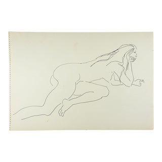 Vintage Pen & Ink Female Nude Drawing Study For Sale