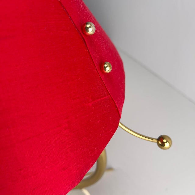 Table Lamp with Golden Crows Foot and Newly Upholstered Red Silk Shade by J. T. Kalmar, 1950s For Sale - Image 12 of 14