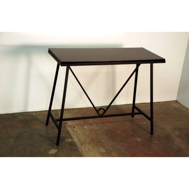 The "Trapeze" Wrought Iron and Lacquer Console For Sale - Image 4 of 6
