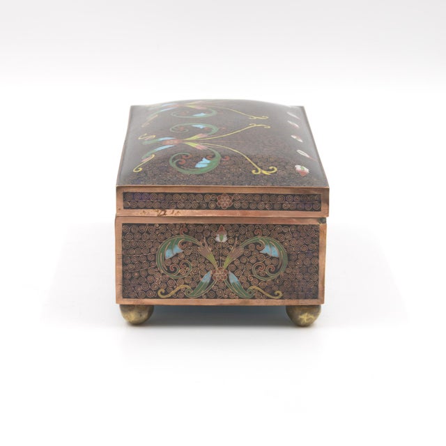 Japanese Cloisonné Enamel Box With Floral and Scrollwork Decoration, Late 19th to Early 20th Centur For Sale - Image 3 of 13