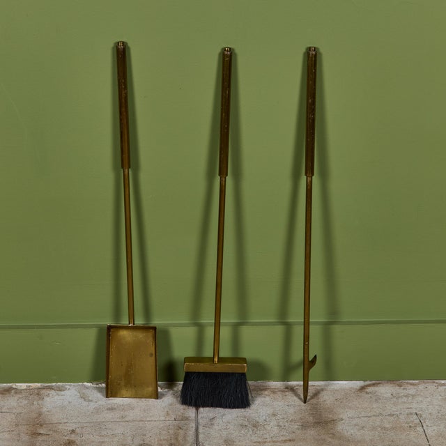 Brass Fireplace Tool Set For Sale - Image 13 of 17