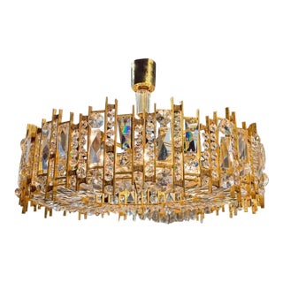 German Gilt Brass and Crystal Chandelier For Sale