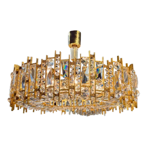German Gilt Brass and Crystal Chandelier