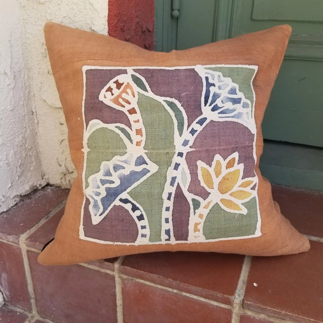 2010s Hand Woven Floral Batik Hill Tribe Pillow For Sale - Image 5 of 5
