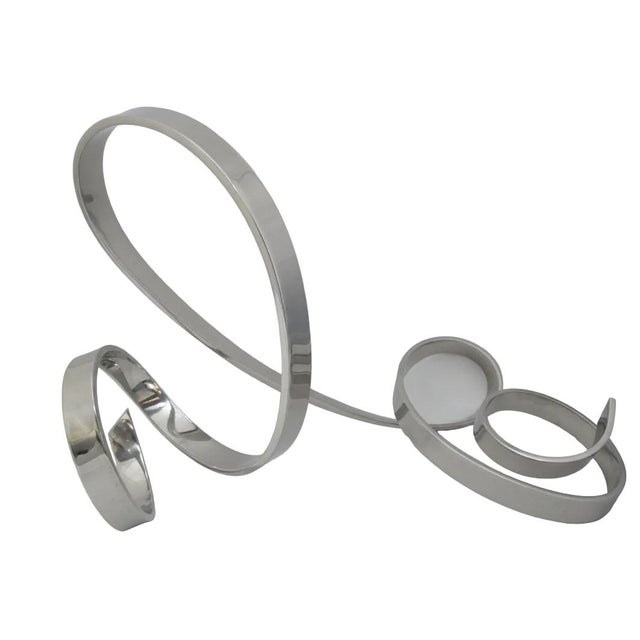 David Elijah Herschler Chrome Freestanding Ribbon Twist Modern Art Sculpture For Sale - Image 10 of 17