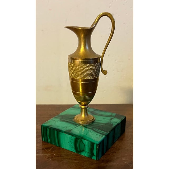 Small Antique 19th Century French Empire Gilt Bronze Urn or Ewer Mounted on a Malachite Base For Sale - Image 11 of 14