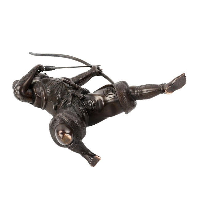 Metal Japanese Bronze Figure of Samurai Archer, 1800s For Sale - Image 7 of 8