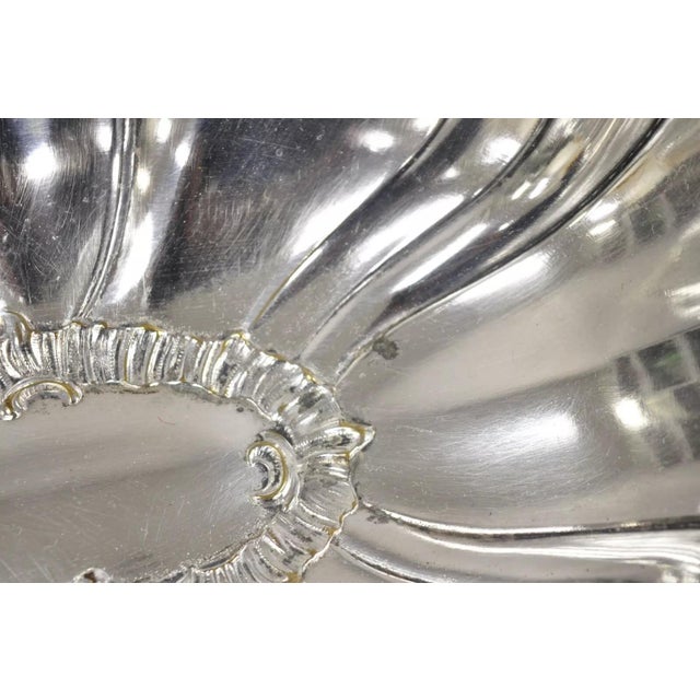 Metal Vintage English Victorian Floral Repousse Ornate Twin Handle Footed Dish Bowl For Sale - Image 7 of 12