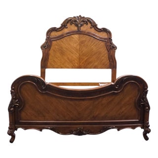 Fairmont Designs Bookmatched Pecan Louis XV French Provincial Queen Size Bed - Chestnut Finish C7025-08 For Sale